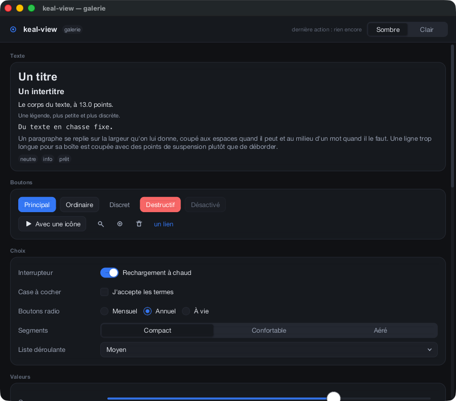 The widget gallery